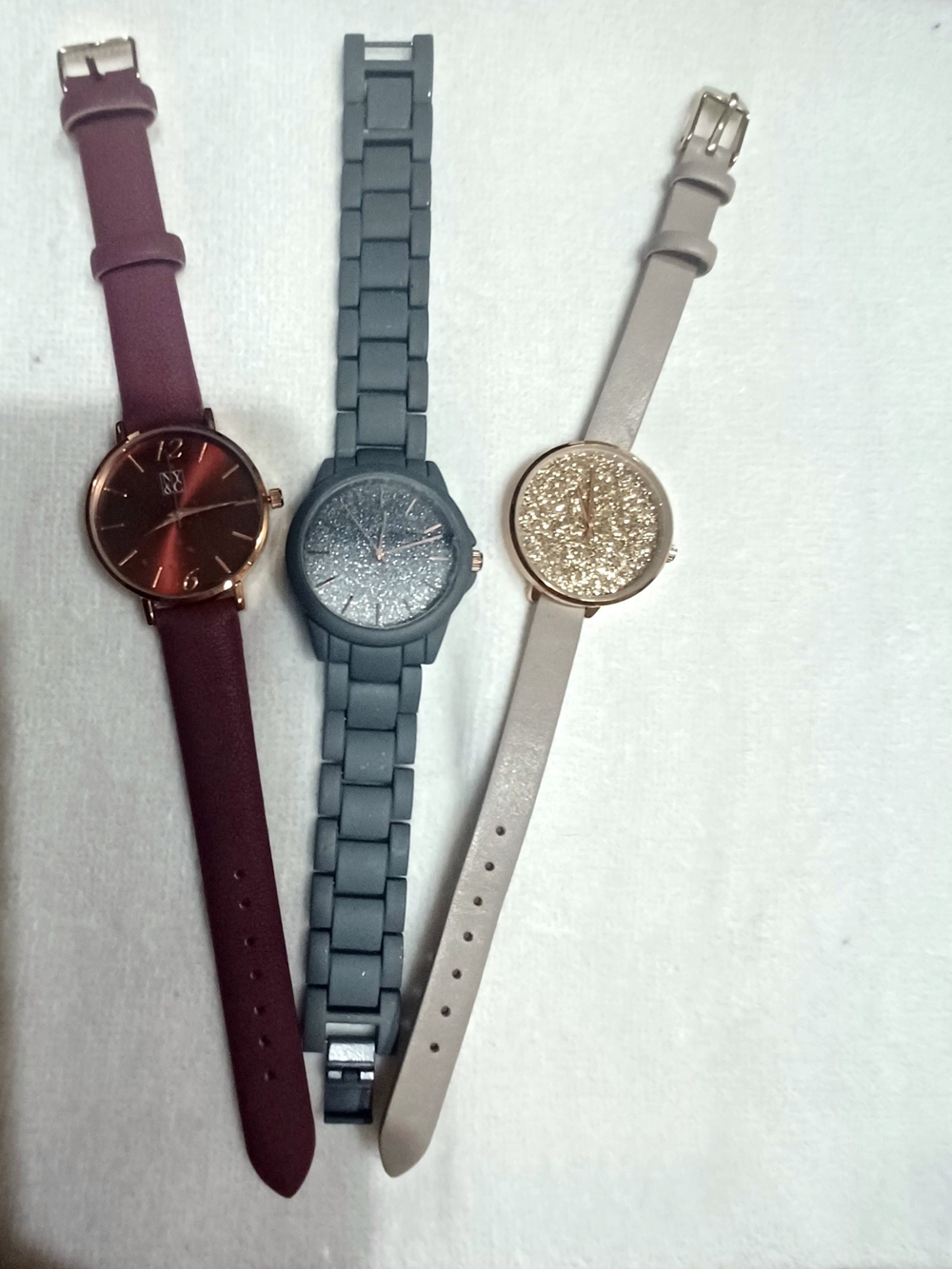 NEW YORK & COMPANY WOMEN'S BURGUNDY, GRAY, & BEIGE FASHION 3-PC WATCH